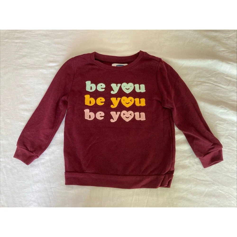 4T Old Navy girl clothes - one piece long sleeved shirt | “be you” text theme